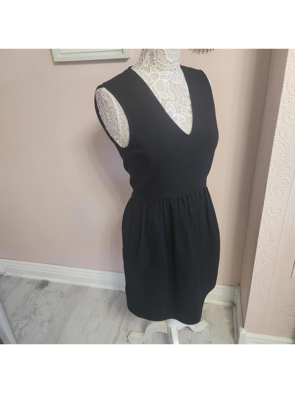 Tibi black short dress m v neck side hidden zip pockets M